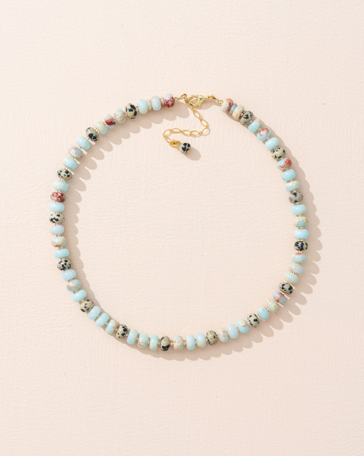 Pebble x Susan Alexandra No. 1 — blue turquoise and dalmatian stone necklace