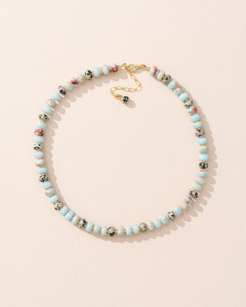 Pebble x Susan Alexandra No. 1 — blue turquoise and dalmatian stone necklace