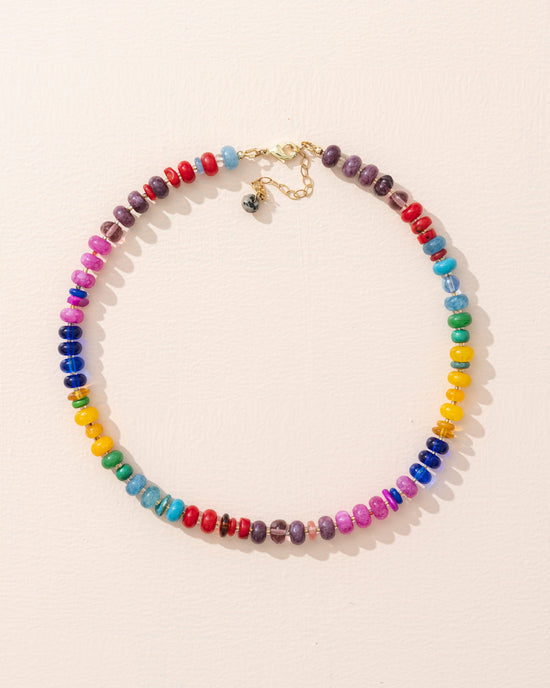 Pebble x Susan Alexandra No. 3 — bright mixed gemstone and red coral necklace